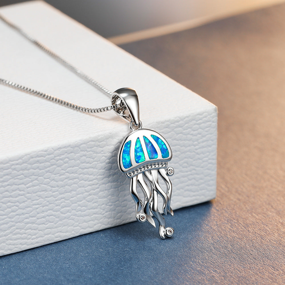 Wholesale ins platinum jellyfish necklace